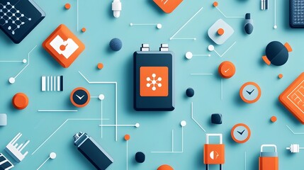 Poster - graphene in batteries for efficient and sustainable energy storage symbol depicted in a flat design 