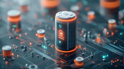 Poster - graphene battery innovation a 3d rendered flat design visualizing the future of energy storage with 
