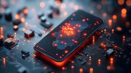Poster - graphene enhanced flexible electronic display advanced flat 3d rendering of innovative smartphone sc