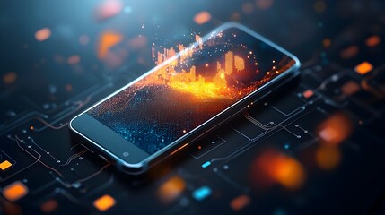 Poster - Graphene Enhanced Flexible Electronic Display for Smartphones and Devices A Futuristic 3D Rendered of Advanced Material Technology Enabling Thin Transparent and Durable Screens