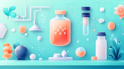 Poster - flat design showcasing the use of graphene material in environmental protection and water purificati