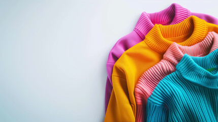 Colorful Clothing Mockup Displayed on Isolated White Plain Background with Copy Space