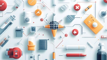 Poster - Innovative Graphene Based Medical Devices Transforming Nanotechnology Applications in Healthcare  Flat Design Showcasing the Cutting Edge Advancements in this Field