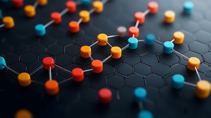 Poster - vibrant 3d rendered of the detailed molecular structure of graphene showcasing the intricate hexagon
