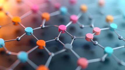 Poster - vibrant 3d rendered graphene molecular structure with detailed hexagonal carbon lattice highlighting