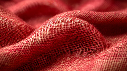 Aufkleber - Textured red fabric with gentle waves highlighted in natural light, perfect for textile design and decor
