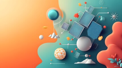 Poster - graphene for renewable energy advanced material in solar cell flat design showcasing the innovative 