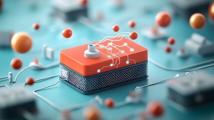Poster - detailed 3d rendered of a graphene supercapacitor showcasing the advanced energy storage technology 