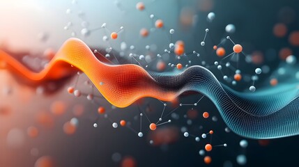 Poster - 3d rendered visualizing electron flow and zero resistance through graphene sheets depicting the high