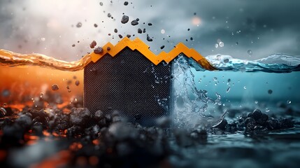 Poster - Graphene Based Water Purification Filter Transforming Dirty Water into Clean Sustainable Solution 3D Rendered Flat Design Showcasing Environmental Protection Concept and Innovative Technology