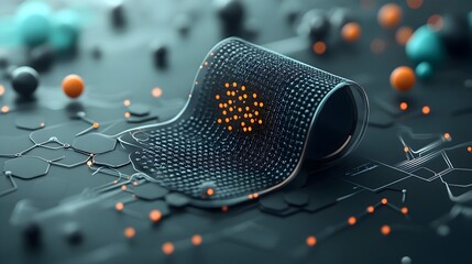 Poster - graphene in flexible electronics a futuristic 3d of wearable technology showcasing the innovative ma