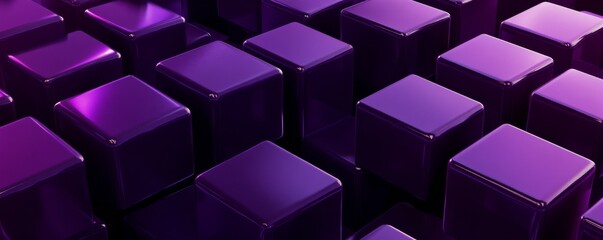 Aufkleber - Purple 3D cubes abstract background with geometric pattern, futuristic design concept