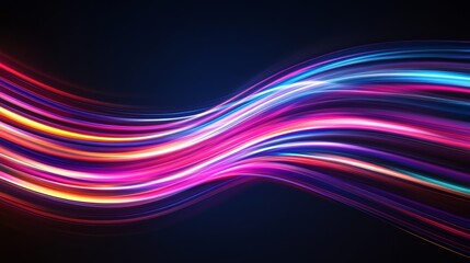 Colorful light waves flowing on dark background