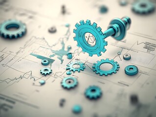 Poster - Macro photograph showcasing the intricate details and complexities of financial data visualization through a minimalist industrial inspired aesthetic  This high contrast