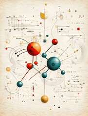 Poster - a vintage inspired of the insulin molecule reminiscent of old scientific drawings and medical the im