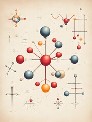 Poster - a vintage inspired reminiscent of old scientific drawings and medical the detailed molecular structu