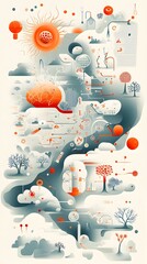 Poster - a series of depicting the complex journey of insulin from its production in the pancreas to its vita