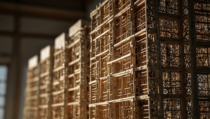 Poster - A close-up shot of intricate architectural plans illuminated by natural light.