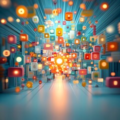 Poster - Layered digital kaleidoscope of luminous prismatic shapes in a dynamic data visualization experimental digital art piece featuring captivating lighting and gradient effects