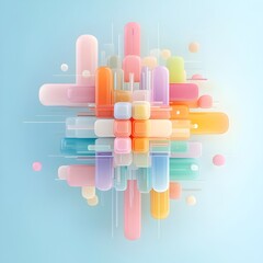 Poster - Captivating digital kaleidoscope featuring luminous prismatic shapes in a dynamic data visualization  Experimental digital art with innovative technology captivating lighting and vibrant gradients