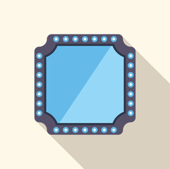 Poster - square makeup mirror with light bulbs flat icon with long shadow for web and mobile design