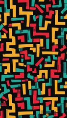 Wall Mural - abstract pixelated maze pattern in bold colors for creative marketing and digital designs