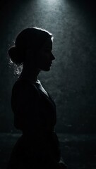 Sticker - A dark silhouette of a woman facing the camera, creating a chilling ambiance.