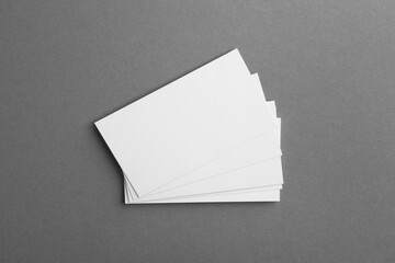 Poster - Blank business cards on grey background, top view. Mockup for design