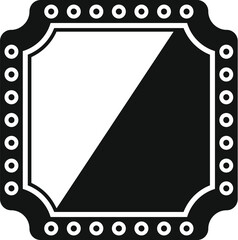 Poster - simple black and white square frame with rounded corners and circle decoration, showing diagonal div
