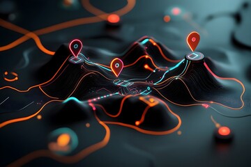 Poster - visualizing the complex network of a smart mobility grid with a surreal abstract landscape showcasin