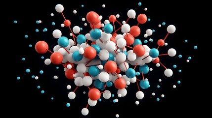 Poster - A highly magnified and detailed visualization of the molecular level structure of the insulin protein showcasing the intricate arrangement of atoms chemical bonds