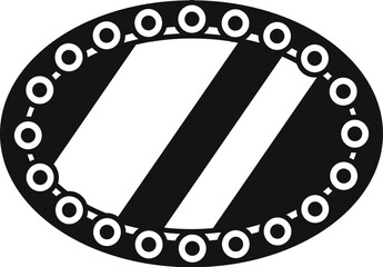 Poster - black and white striped oval shape surrounded by circles, in a simple icon style