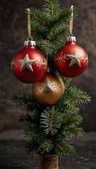 Wall Mural - A set of Christmas ornaments featuring a tree and a star.