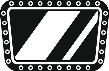 Poster - simple black and white icon of a mirror with rounded corners and round elements along the edge, refl