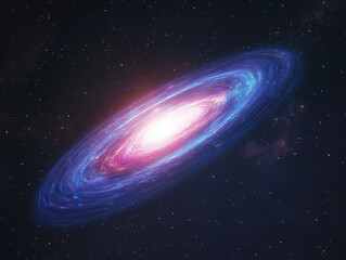 Wall Mural - Cosmic Rings: A Galaxy with Rings of Bright Blue and Purple Spirals