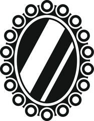 Poster - oval mirror with round frame reflecting light in simple style icon