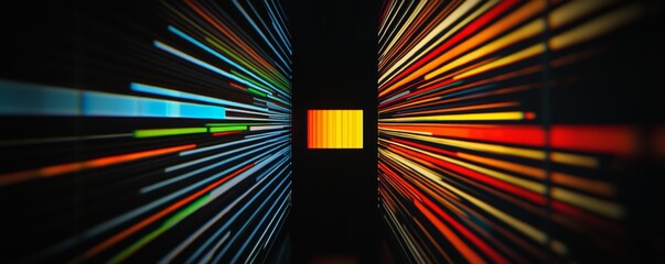 Aufkleber - abstract digital art with colorful light trails, futuristic concept