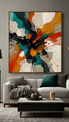 Wall Mural - Abstract art piece for a modern living room.