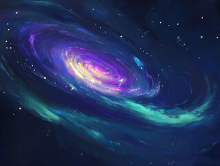 Wall Mural - Cosmic Radiance: A Galaxy with a Glowing Purple Core