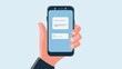 © Perfect Vector - Hand Holding Smartphone with New Messages Notification in Flat Design - Concept of Mobile Communication and Instant Messaging for Business and Personal Use