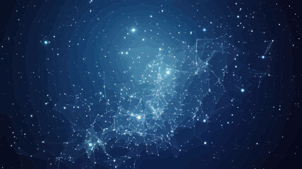 Poster - Futuristic Low Poly Wireframe Design with Starry Sky Elements, Points, Lines, and Shapes Representing Technology and the Future in Minimalist SVG Vector Style