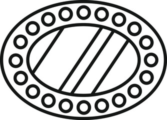 Poster - oval jewelry pendant with round gemstones embracing the center stone line art drawing is perfect for