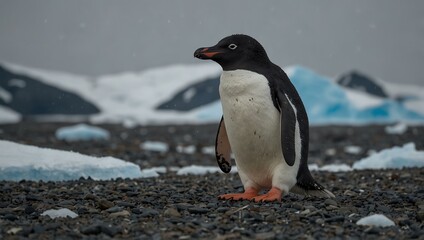 Wall Mural - Adelie penguin at Frei Station, Antarctica.