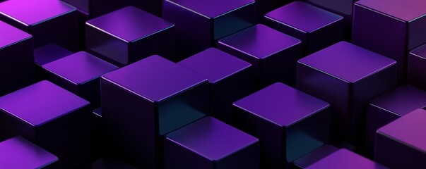 Aufkleber - Geometric pattern of purple cubes, abstract background. Modern design and technology concept