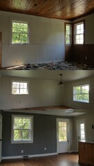 Wall Mural - Before-and-after house renovation comparison 