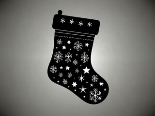 Wall Mural - Black Silhouette of a Christmas Stocking Icon.