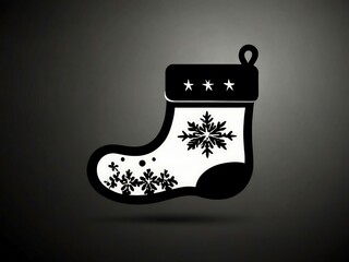 Wall Mural - Black Silhouette of a Christmas Stocking Icon.