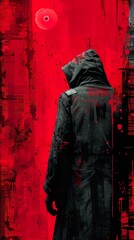 Wall Mural - Mysterious Figure in a Red and Black World