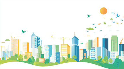 green city skyline with city, city skyline vector illustration, city landscape, under construction