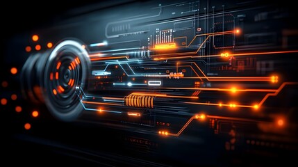 Poster - Conceptual abstract art depicting a smart transportation grid with interconnected moving lines sleek metallic geometric forms dynamic flowing energy lines ethereal luminescent pathways